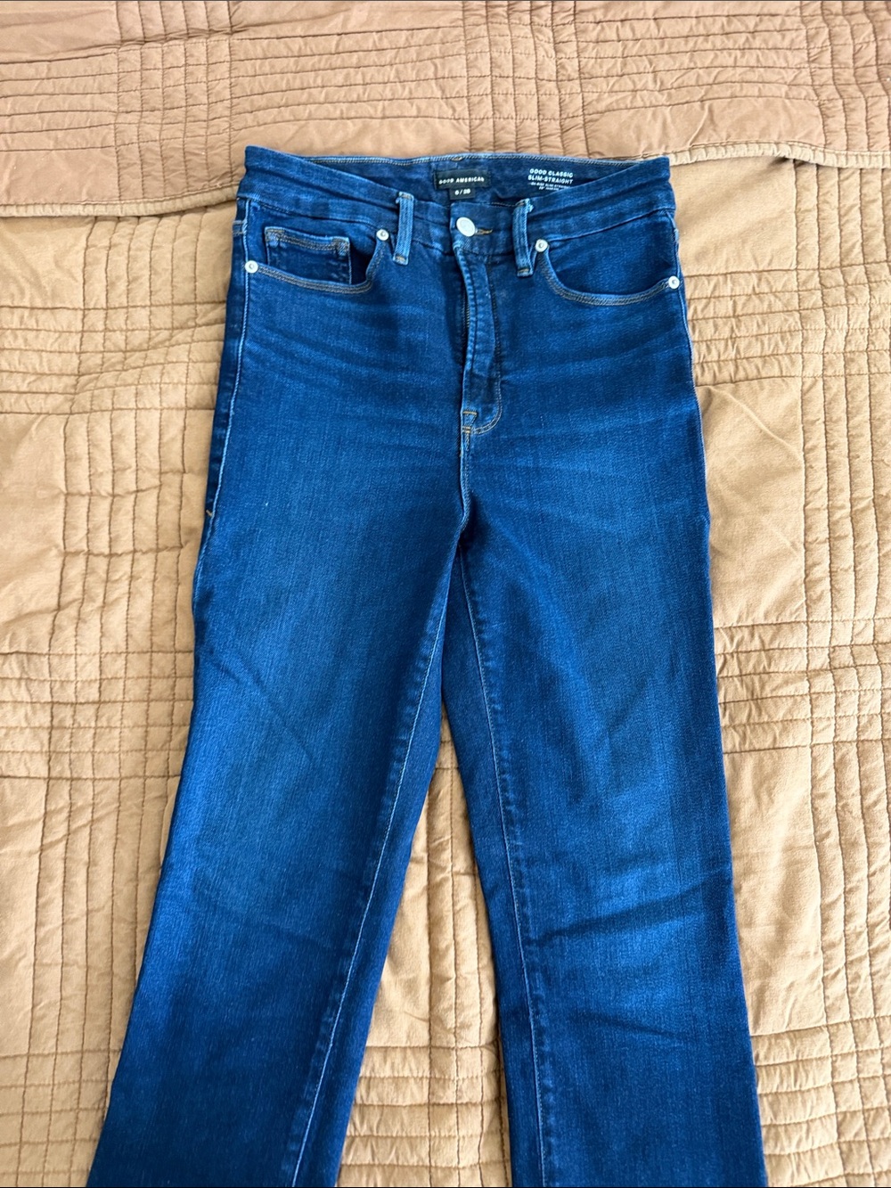 Women’s Good American Straight Leg Dark Blue Jeans - Size 6/28